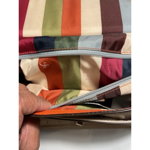 Coach Vintage City Willis In Colorblock Taupe/Blue/Orange Crossbody Turnlock - Picture 10 of 12